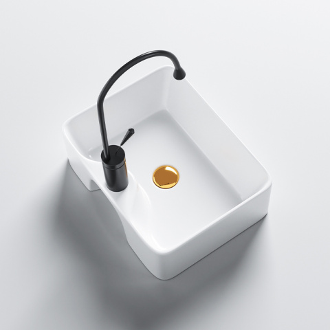 UMYWALKA NABLATOWA CERAMICZNA PROSTOKĄTNA ELISE-WH-480 BIAŁA POŁYSK 48x37 CM