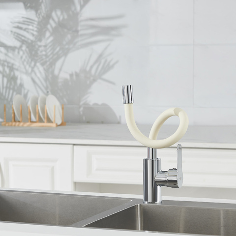 BATERIA KUCHENNA NABLATOWA DAX ECRU PODSTAWA CHROM