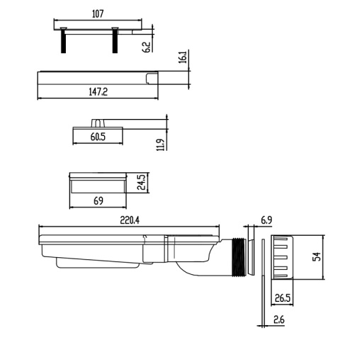 SYFON BRODZIKOWY ODPŁYW KANALIZACYJNY ODPŁYW SLIM D04 DO JUKO, DEKO, RIKO, MIKO, ALBA