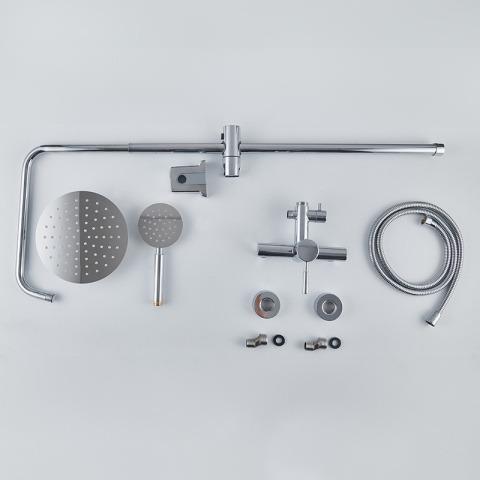 BATERIA PRYSZNICOWA ŁAZIENKOWA ŚCIENNA ZESTAW Z DESZCZOWNICĄ MILTON CHROM