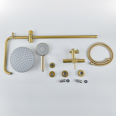 BATERIA PRYSZNICOWA ŁAZIENKOWA ŚCIENNA ZESTAW Z DESZCZOWNICĄ MILTON ZŁOTA