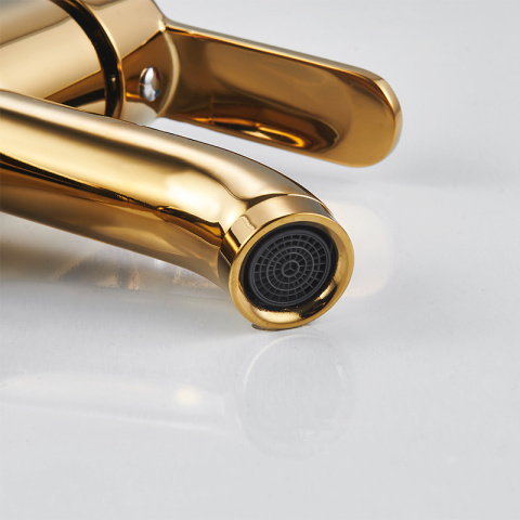 BATERIA UMYWALKOWA ŁAZIENKOWA NISKA NABLATOWA STOJĄCA KRAN CUBA-GL ZŁOTA