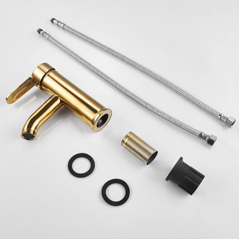 BATERIA UMYWALKOWA ŁAZIENKOWA NISKA NABLATOWA STOJĄCA KRAN CUBA-GL ZŁOTA