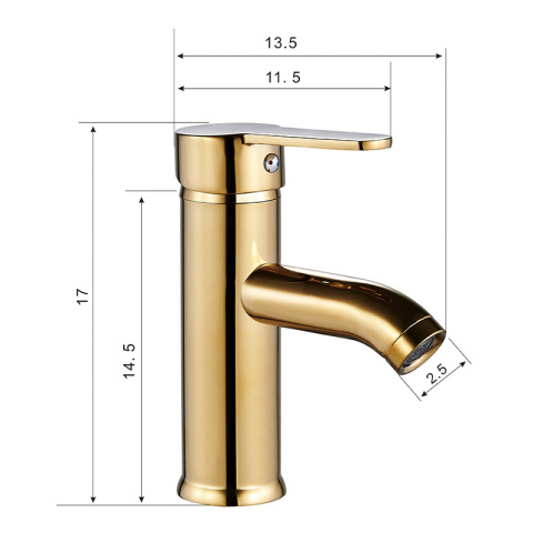 BATERIA UMYWALKOWA ŁAZIENKOWA NISKA NABLATOWA STOJĄCA KRAN CUBA-GL ZŁOTA
