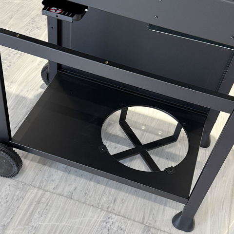 GRILL OGRODOWY GAZOWY Z POKRYWĄ I PÓŁKAMI APOLLO-C CZARNY RUSZT ŻELIWNY 14,5 KW + POKROWIEC