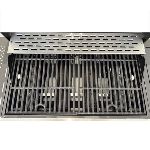 GRILL OGRODOWY GAZOWY Z POKRYWĄ I PÓŁKAMI APOLLO-C CZARNY RUSZT ŻELIWNY 14,5 KW + POKROWIEC