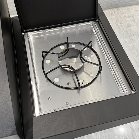 GRILL OGRODOWY GAZOWY Z POKRYWĄ I PÓŁKAMI APOLLO-C CZARNY RUSZT ŻELIWNY 14,5 KW + POKROWIEC