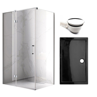 KABINA PRYSZNICOWA PROSTOKĄTNA Z BRODZIKIEM KZ02D/ST03C CHROM/CZARNY 120x80 CM