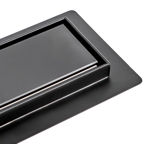 ODPŁYW LINIOWY 60 CM CZARNY NISKI SYFON WYSOKA PRZEPUSTOWOŚĆ DL01 GLASS