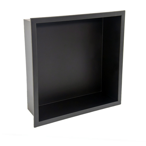 PÓŁKA ŁAZIENKOWA WNĘKOWA IGA Z KOŁNIERZEM CZARNA 30X30X10 CM