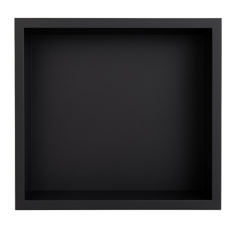 PÓŁKA ŁAZIENKOWA WNĘKOWA IGA Z KOŁNIERZEM CZARNA 30X30X7 CM