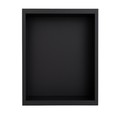 PÓŁKA ŁAZIENKOWA WNĘKOWA IGA Z KOŁNIERZEM CZARNA 45X30X10 CM