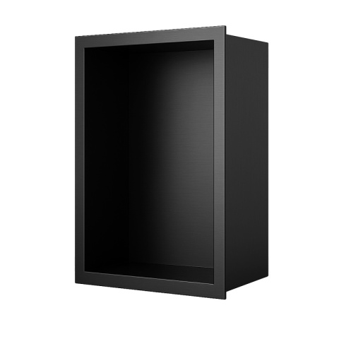 PÓŁKA ŁAZIENKOWA WNĘKOWA IGA Z KOŁNIERZEM CZARNA 45X30X10 CM