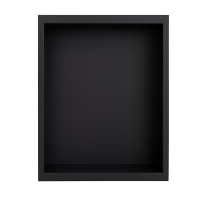 PÓŁKA ŁAZIENKOWA WNĘKOWA IGA Z KOŁNIERZEM CZARNA 45X30X7 CM