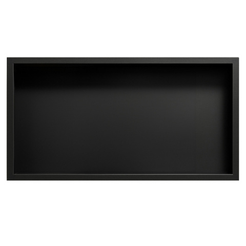 PÓŁKA ŁAZIENKOWA WNĘKOWA IGA Z KOŁNIERZEM CZARNA 60X30X10 CM