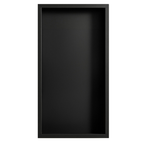 PÓŁKA ŁAZIENKOWA WNĘKOWA IGA Z KOŁNIERZEM CZARNA 60X30X10 CM