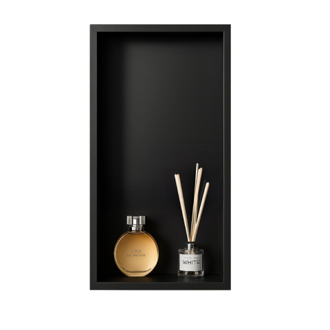 PÓŁKA ŁAZIENKOWA WNĘKOWA IGA Z KOŁNIERZEM CZARNA 60X30X10 CM