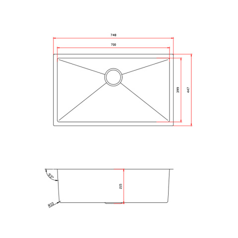 ZLEW KUCHENNY ZLEWOZMYWAK JEDNOKOMOROWY STALOWY GRAFITOWY RODOS-BL-74X47 SYFON UCHWYTY
