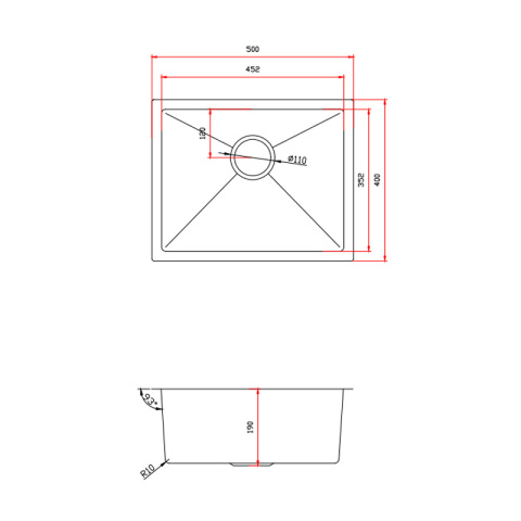 ZLEW KUCHENNY ZLEWOZMYWAK JEDNOKOMOROWY STALOWY INOX RODOS-CH-50X40 SYFON UCHWYTY