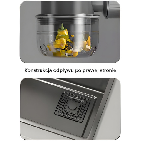 ZLEWOZMYWAK JEDNOKOMOROWY WIELOFUNKCYJNY COBA 75X46 CZARNY ZLEW KUCHENNY STALOWY