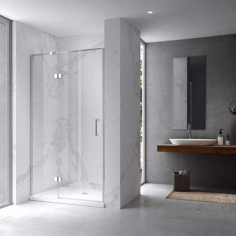 DRZWI PRYSZNICOWE UCHYLNE DO WNĘKI ZES-KZ17B-80 CHROM 80 CM 6 MM