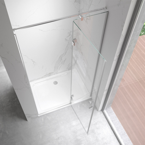 DRZWI PRYSZNICOWE UCHYLNE DO WNĘKI ZES-KZ17B-80 CHROM 80 CM 6 MM