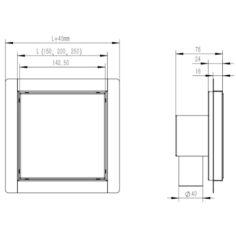 ODPŁYW LINIOWY KWADRATOWY 15x15 CM CZARNY WYSOKA PRZEPUSTOWOŚĆ DL06 FIX
