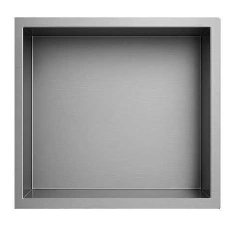 PÓŁKA ŁAZIENKOWA WNĘKOWA IGA Z KOŁNIERZEM CHROM 30X30X10 CM