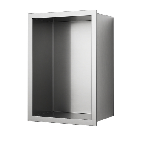 PÓŁKA ŁAZIENKOWA WNĘKOWA IGA Z KOŁNIERZEM CHROM 45X30X7 CM