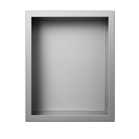 PÓŁKA ŁAZIENKOWA WNĘKOWA IGA Z KOŁNIERZEM CHROM 45X30X7 CM