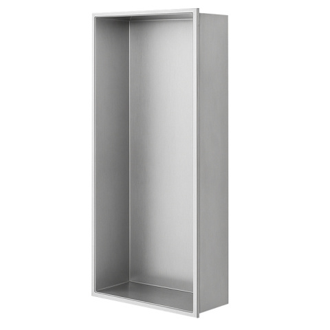 PÓŁKA ŁAZIENKOWA WNĘKOWA IGA Z KOŁNIERZEM CHROM 60X30X10 CM