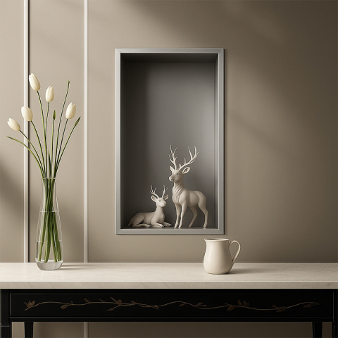 PÓŁKA ŁAZIENKOWA WNĘKOWA IGA Z KOŁNIERZEM CHROM 60X30X10 CM