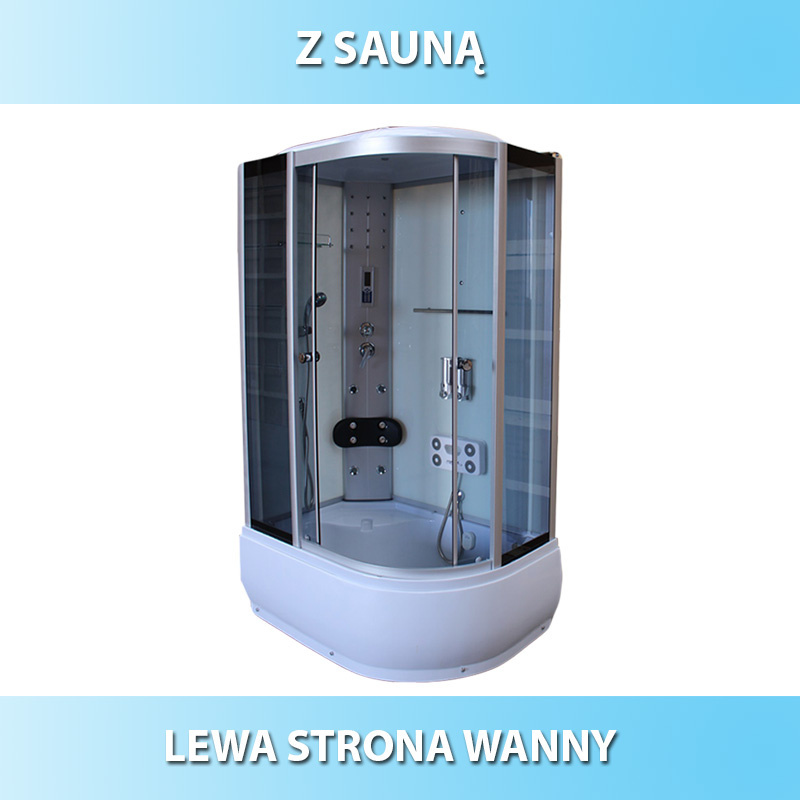 Kabina z Hydromasażem WSH7106WS 120x80 lewa biała sauna