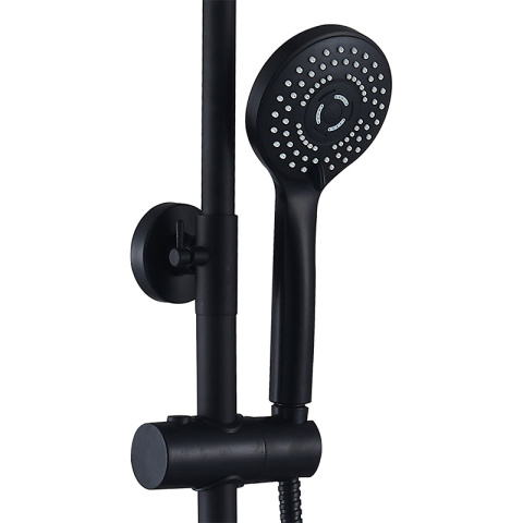 BATERIA PRYSZNICOWA ŁAZIENKOWA ŚCIENNA ZESTAW Z DESZCZOWNICĄ HAVANA CZARNA