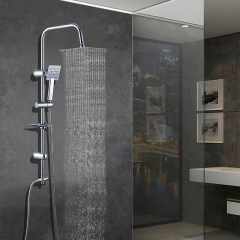 ZESTAW PRYSZNICOWY ŁAZIENKOWY Z DESZCZOWNICĄ ŚCIENNY MANS CHROM