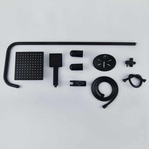 ZESTAW PRYSZNICOWY ŁAZIENKOWY Z DESZCZOWNICĄ ŚCIENNY MANS CZARNA