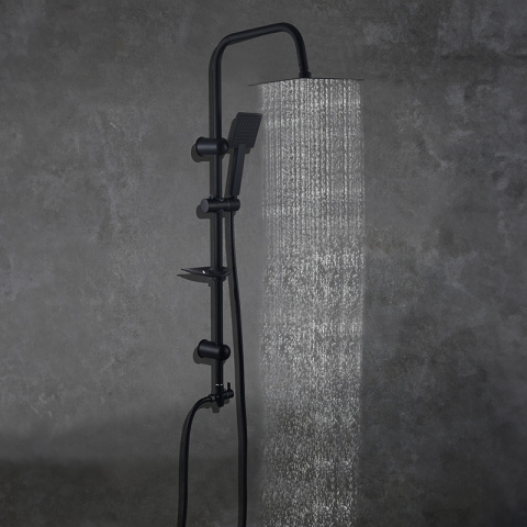 ZESTAW PRYSZNICOWY ŁAZIENKOWY Z DESZCZOWNICĄ ŚCIENNY MANS CZARNA