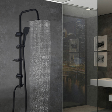 ZESTAW PRYSZNICOWY ŁAZIENKOWY Z DESZCZOWNICĄ ŚCIENNY MANS CZARNA