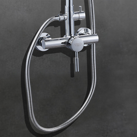 BATERIA PRYSZNICOWA ŁAZIENKOWA ŚCIENNA ZESTAW Z DESZCZOWNICĄ MILTON CHROM