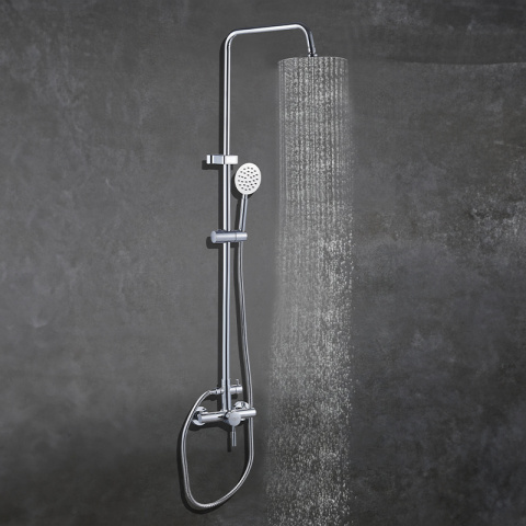 BATERIA PRYSZNICOWA ŁAZIENKOWA ŚCIENNA ZESTAW Z DESZCZOWNICĄ MILTON CHROM