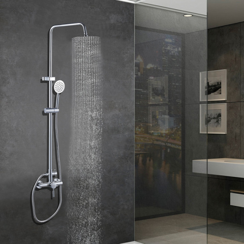 BATERIA PRYSZNICOWA ŁAZIENKOWA ŚCIENNA ZESTAW Z DESZCZOWNICĄ MILTON CHROM