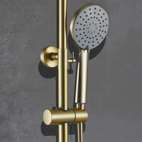 BATERIA PRYSZNICOWA ŁAZIENKOWA ŚCIENNA ZESTAW Z DESZCZOWNICĄ MILTON ZŁOTA