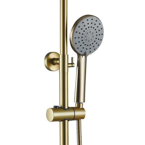 BATERIA PRYSZNICOWA ŁAZIENKOWA ŚCIENNA ZESTAW Z DESZCZOWNICĄ MILTON ZŁOTA