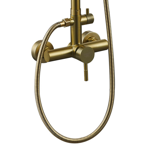 BATERIA PRYSZNICOWA ŁAZIENKOWA ŚCIENNA ZESTAW Z DESZCZOWNICĄ MILTON ZŁOTA