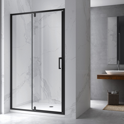 DRZWI PRYSZNICOWE UCHYNE DO WNĘKI ZES-KZ19D-BL-100 CZARNE 100 CM 6 MM