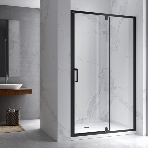 DRZWI PRYSZNICOWE UCHYNE DO WNĘKI ZES-KZ19D-BL-100 CZARNE 100 CM 6 MM