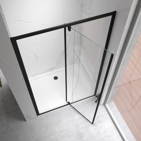 DRZWI PRYSZNICOWE UCHYNE DO WNĘKI ZES-KZ19D-BL-100 CZARNE 100 CM 6 MM