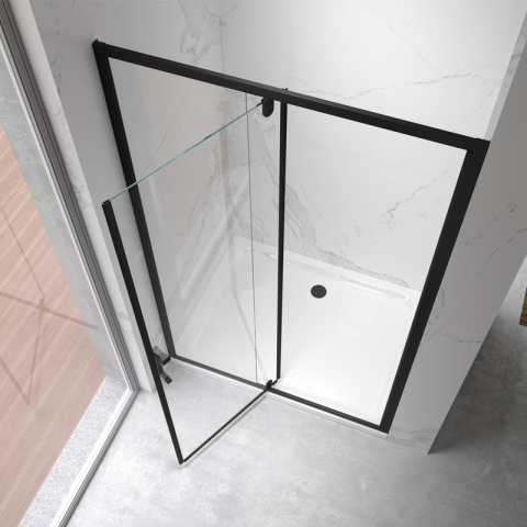 DRZWI PRYSZNICOWE UCHYNE DO WNĘKI ZES-KZ19D-BL-100 CZARNE 100 CM 6 MM