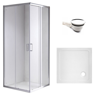 KABINA PRYSZNICOWA KWADRATOWA Z BRODZIKIEM KZ93B/ST02B CHROM/BIAŁY 90x90