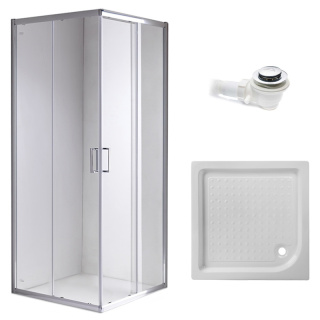 KABINA PRYSZNICOWA KWADRATOWA Z BRODZIKIEM KZ93C/SXL02C CHROM/BIAŁY 100x100